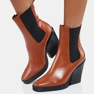 Lemon Drop by Privileged Mocha Salena Ankle Boots Caramel Elastic Smart Business